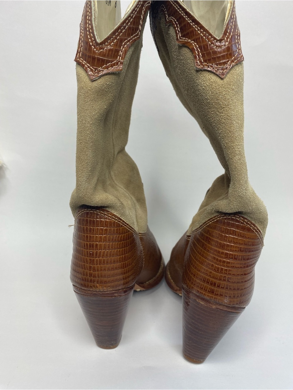Zodiac Western Suede Leather Boot Size 6.5 Cowgirl Tan Brown - Picture 6 of 9